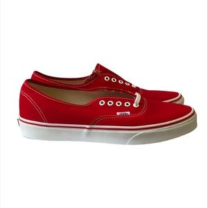 VANS Authentic Red White Canvas Men Shoes Sneakers Size Mens 11.5  Women 13.0